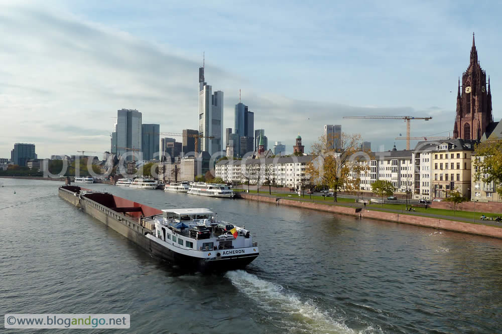 Frankfurt - Main river and Frankfurt skyline